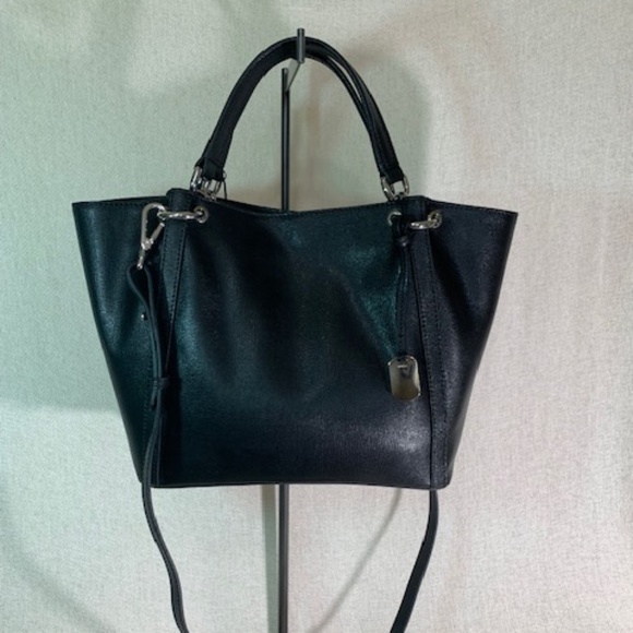 NEW FURLA Zaffiro Black Saffiano Leather Convertible Tote Bag - AUTHENTIC FURLA - Picture 8 of 16